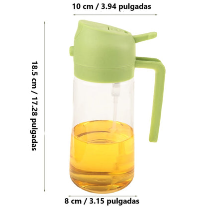 Botella dispensadora de aceite de 16 oz para cocina, 2 en 1, sutidor y pulverizador de aceite en botella de 470 ml para cocinar