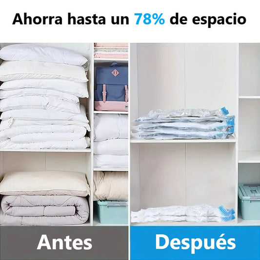 Sistema de Almacenamiento de ropa mediante BOMBA y bolsas al VACIO, diferente tamaños de Bolsas de almacenamiento al vacío, más espacio, excelente para para viajes, o en el Hogar y oficina